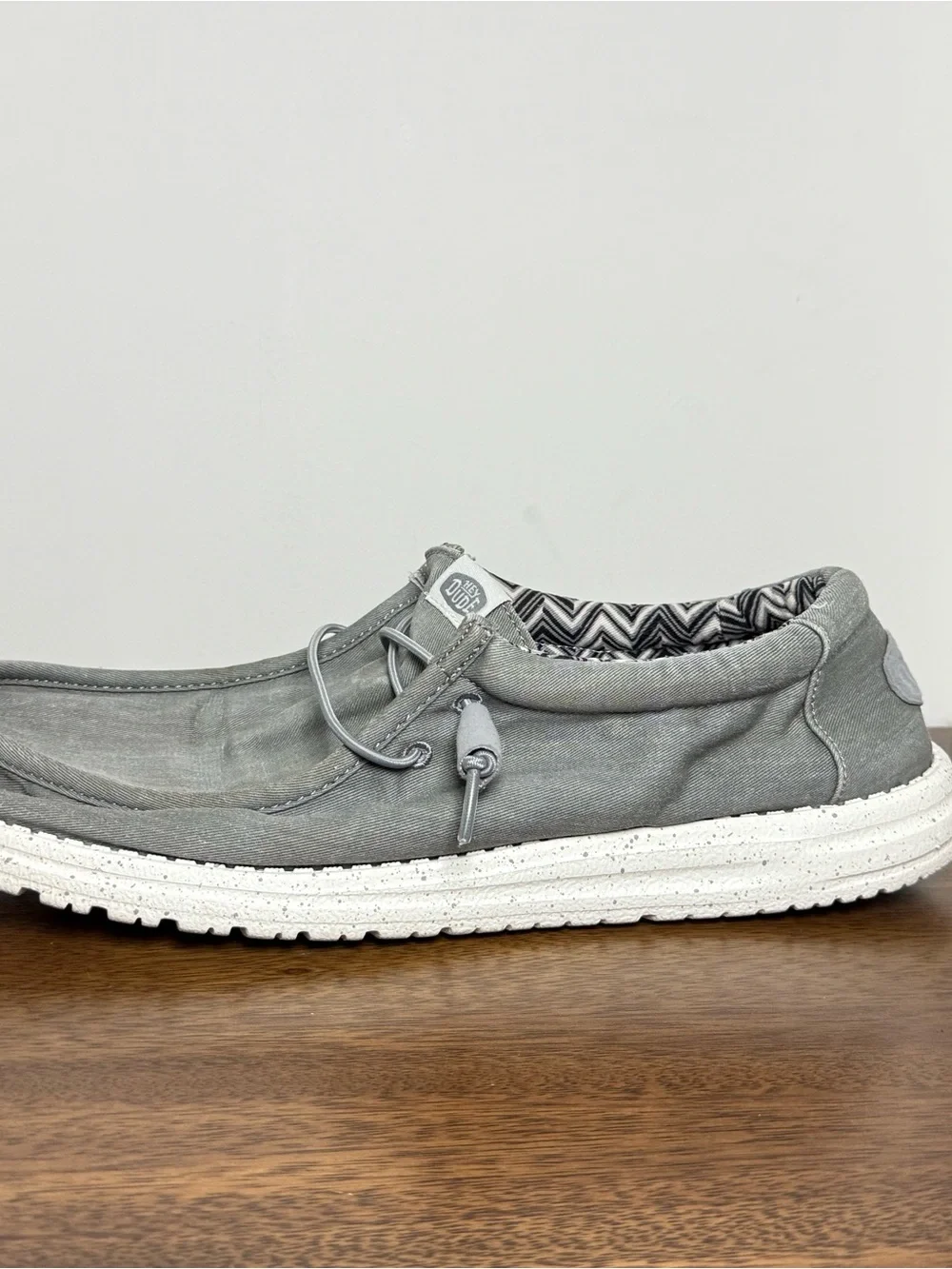 Hey Dude Wally Stretch Canvas Light Grey Men’s Size 14 Slip On Shoes